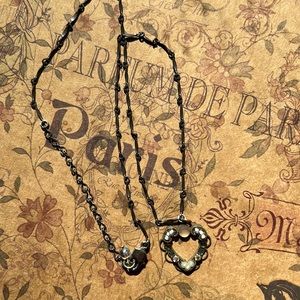 Delicate VINTAGE bronze heart necklace 16”